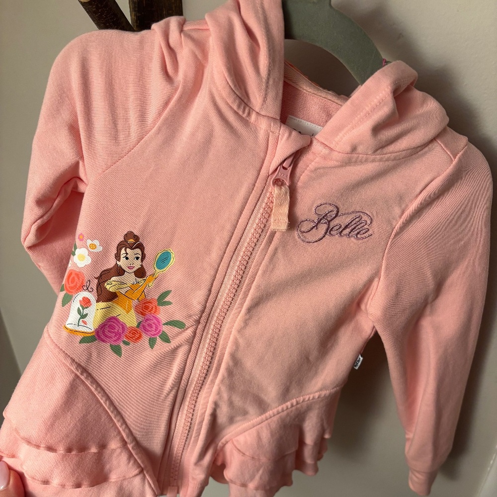 DISNEY Little Sleepies Princess Belle peplum hoodie with crown